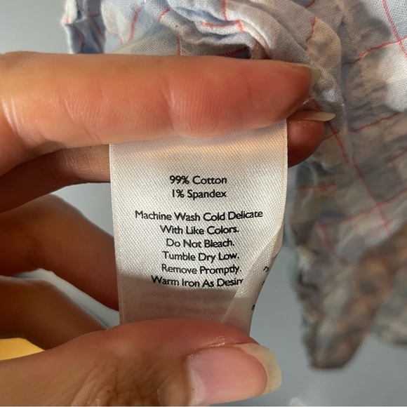 Eddie Bauer Sleeveless Blue/white/pink Checkered Button up Tank size medium - Picture 5 of 8